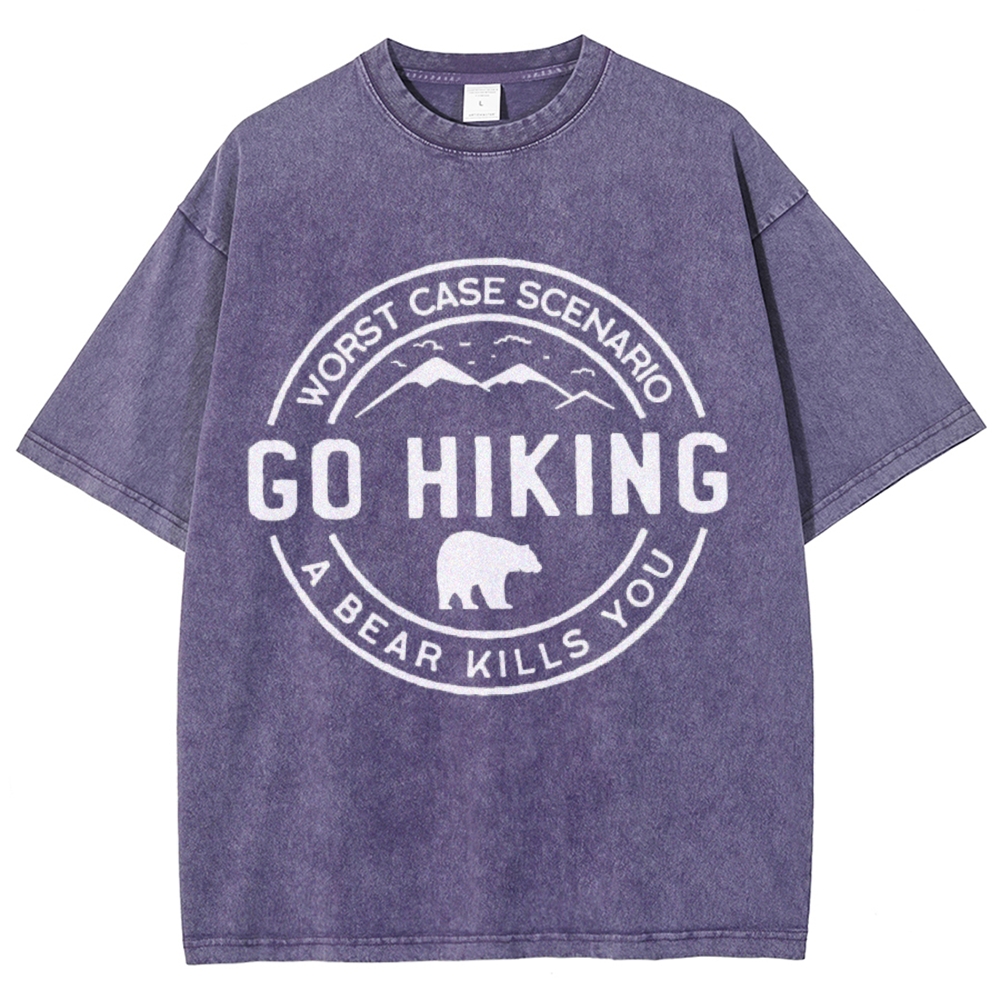 Go Hiking Vintage Snowflake Washed T-Shirt-moweekender