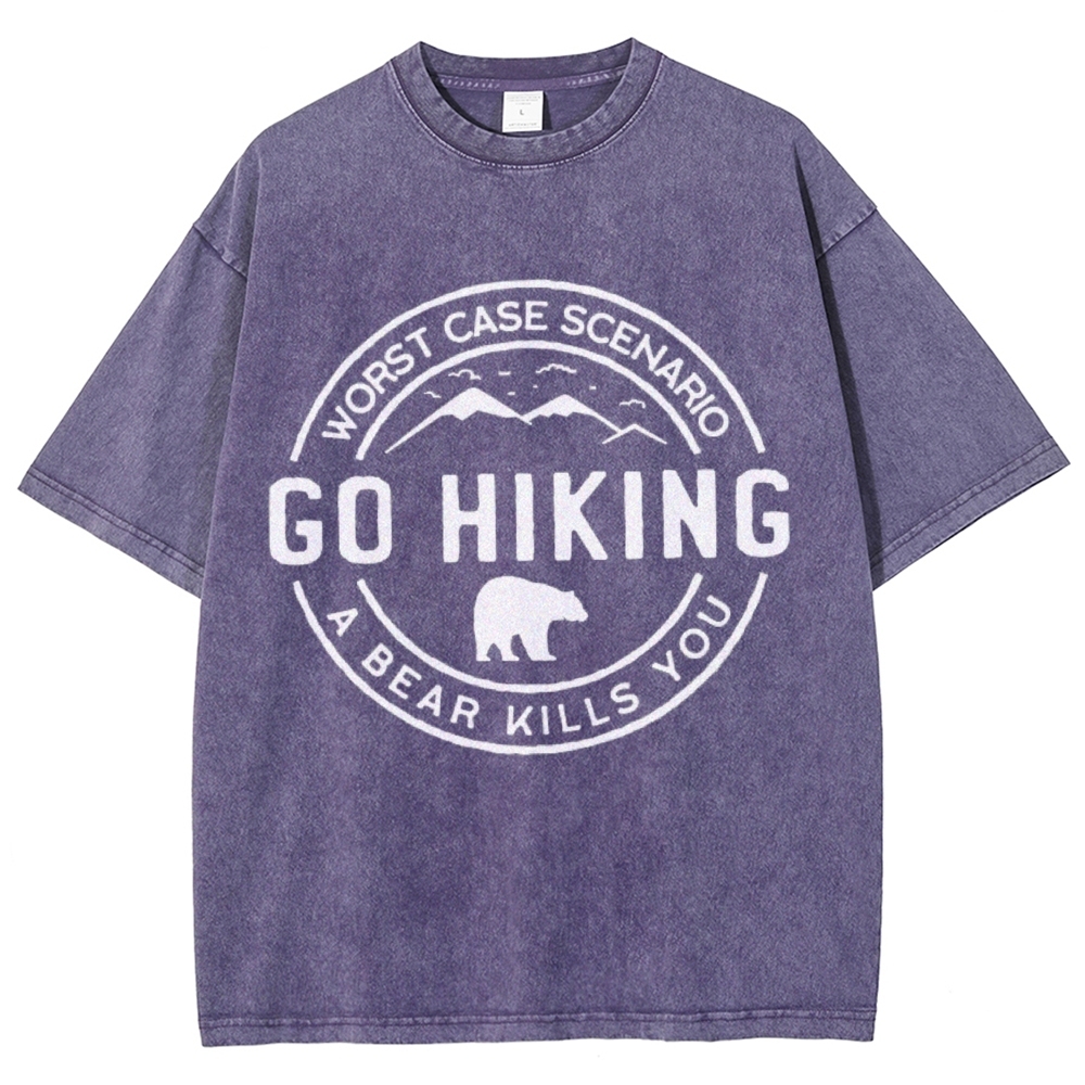 Go Hiking Vintage Snowflake Washed T-Shirt-moweekender