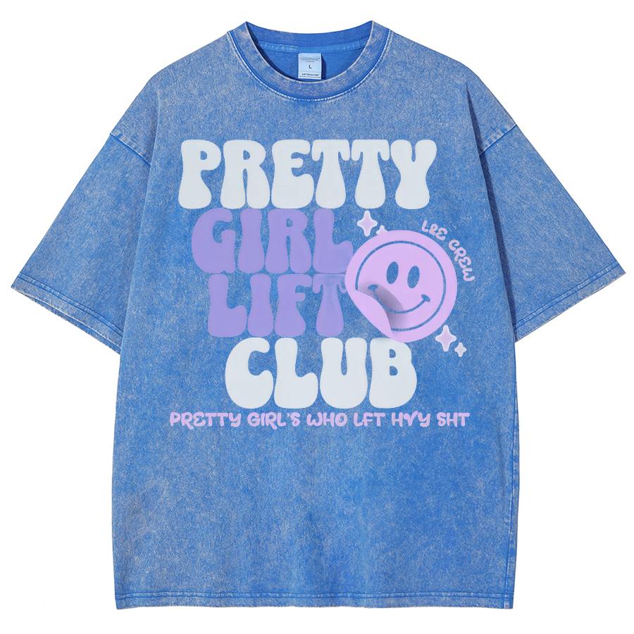 Pretty Girl Lift Club Unisex Fit Washed Oversized T-Shirt-moweekender