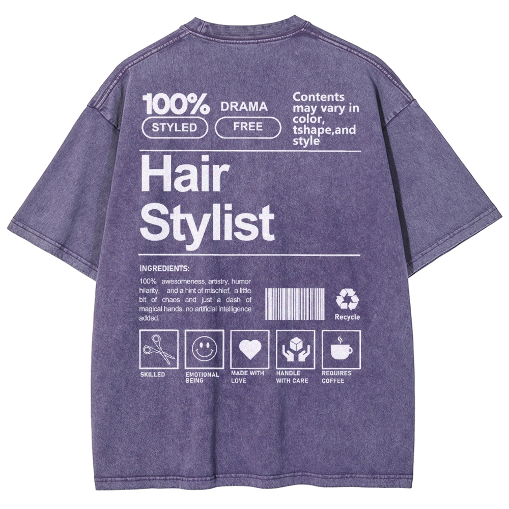 Hair Stylist Addcustom Washed T-shirt
