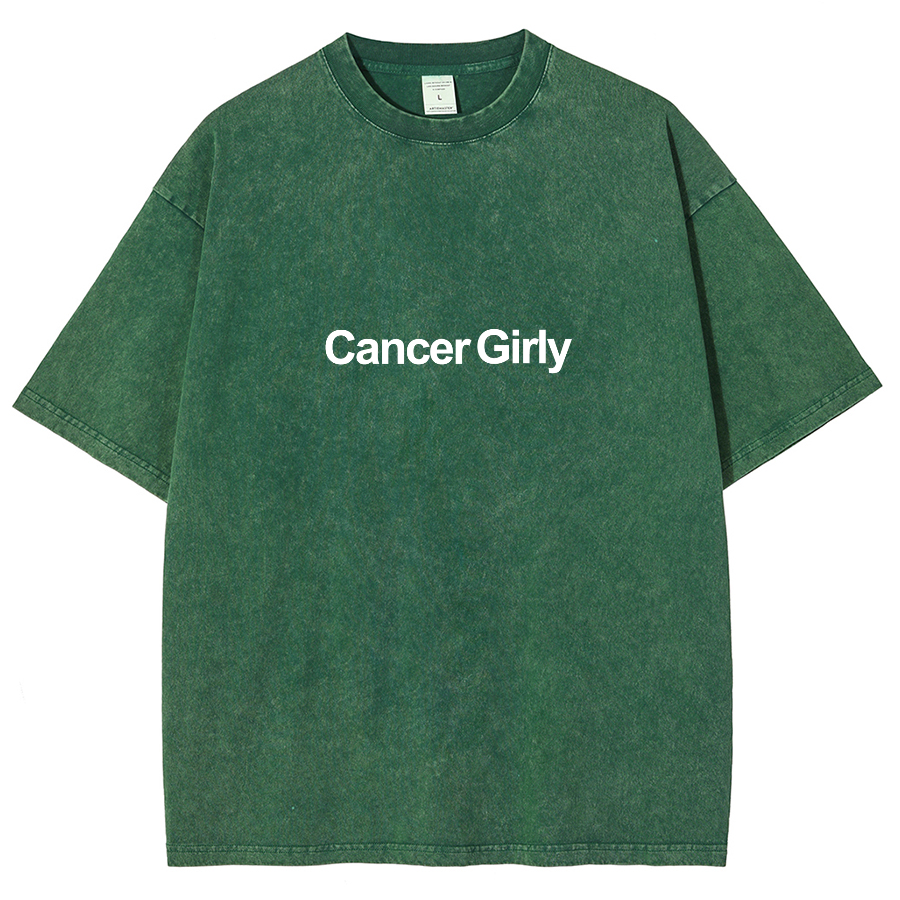 Cancer Girly Unisex Fit Washed Oversized T-Shirt-moweekender