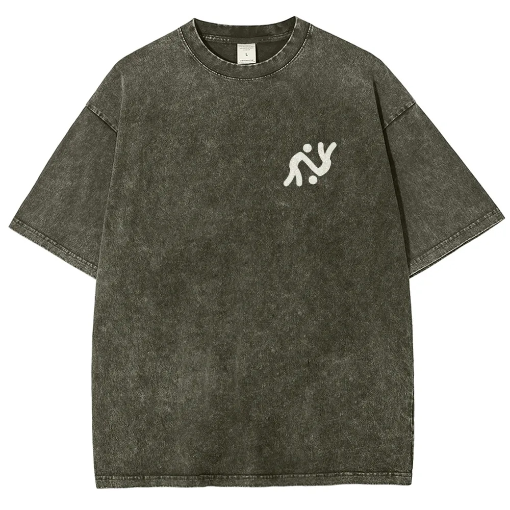 Judo Pattern Washed Vintage Short Sleeves T-Shirt-moweekender