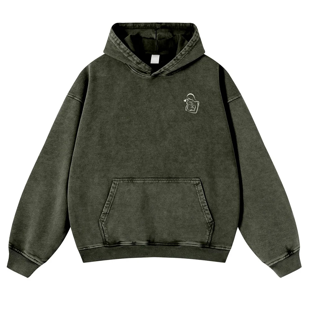 Mom Printed Vintage Washed Hoodie-moweekender
