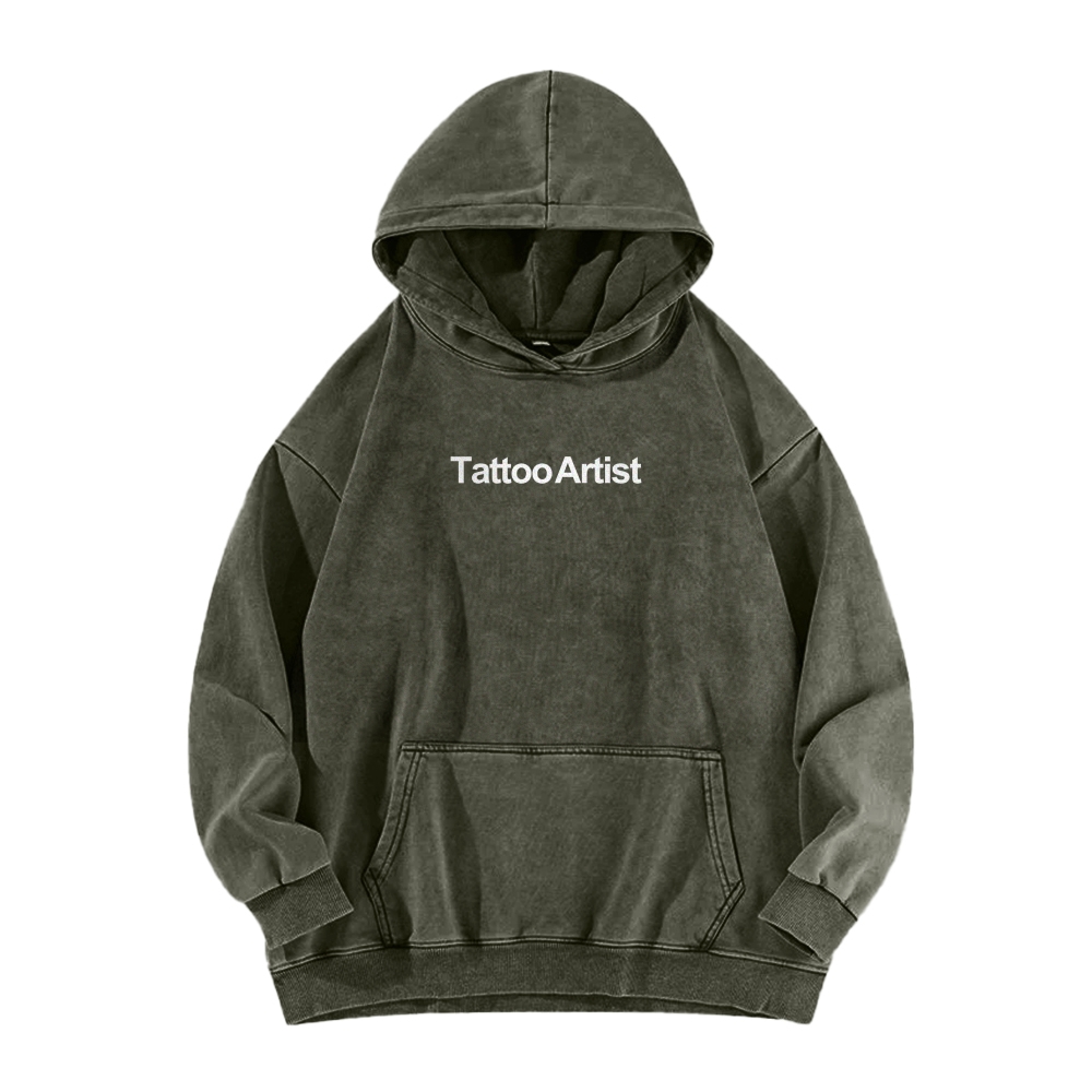 Tattoo Artist Casual Washed Hoodie-moweekender
