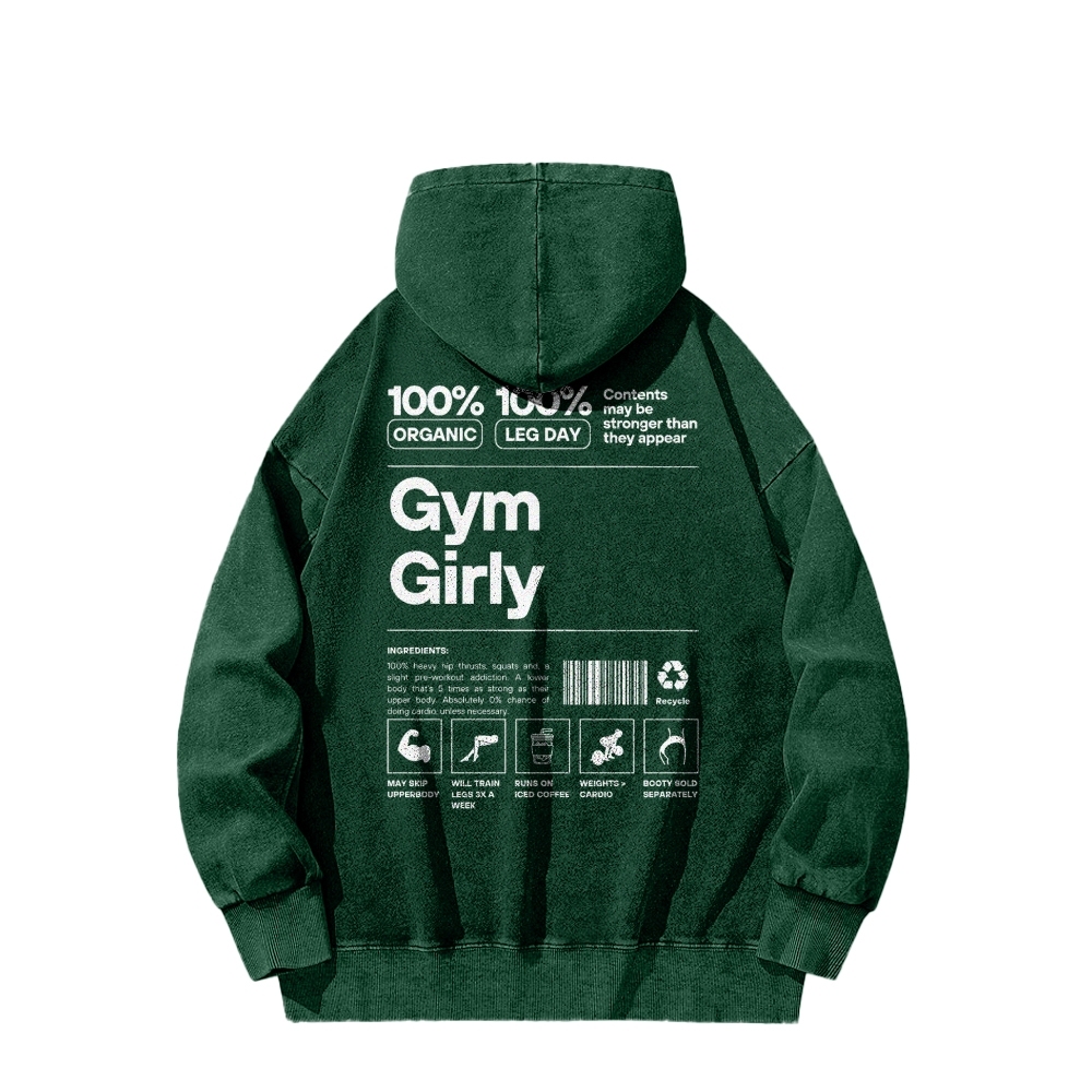 Gym Girl Washed Long Sleeved Hoodie-moweekender