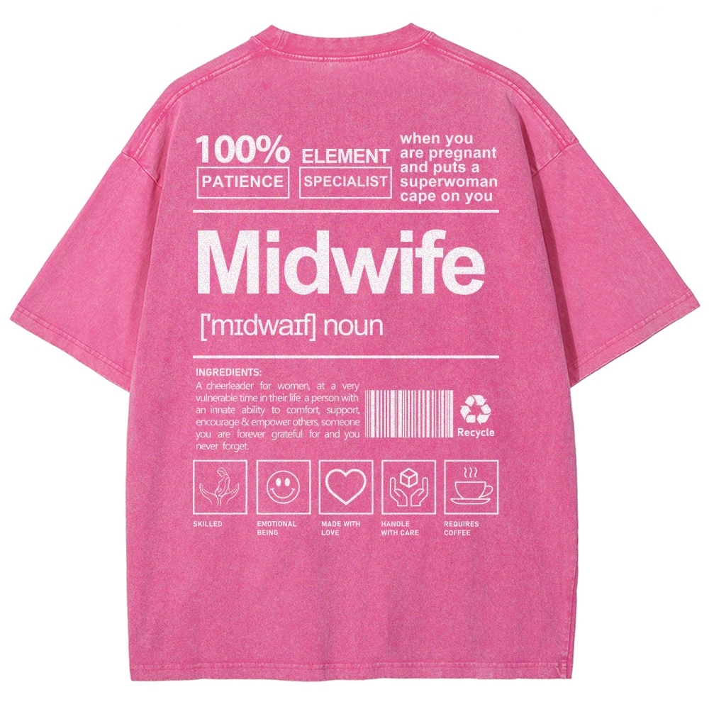Midwife Unisex Fit Washed T-Shirt-moweekender