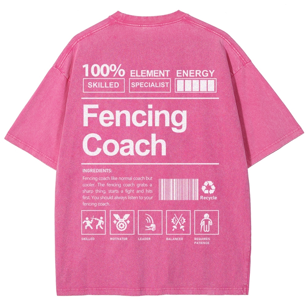 Fencing Coach Unisex Fit Washed T-Shirt-moweekender