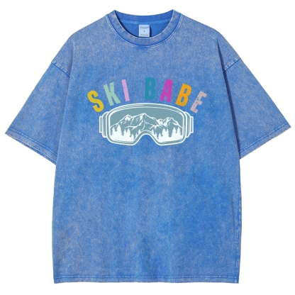 Ski Unisex Fit Washed T-Shirt-moweekender