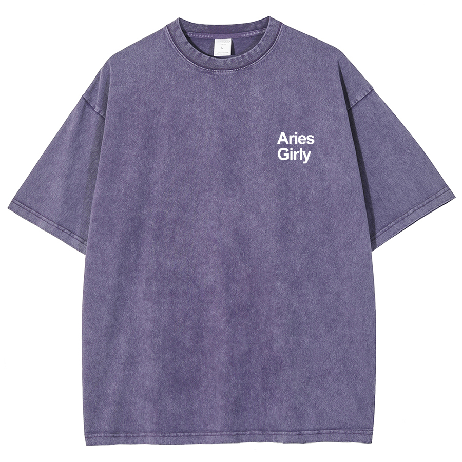 Aries Girly Unisex Fit Washed Oversized T-Shirt-moweekender