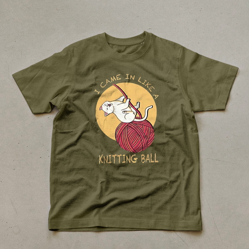 Wool Ball Cat Pattern Unisex Prints T-Shirt-moweekender