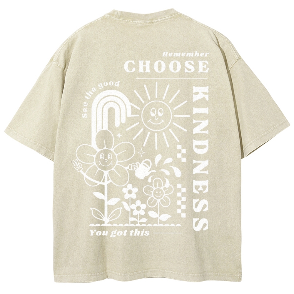 Kindness Vintage Snowflake Washed T-Shirt-moweekender