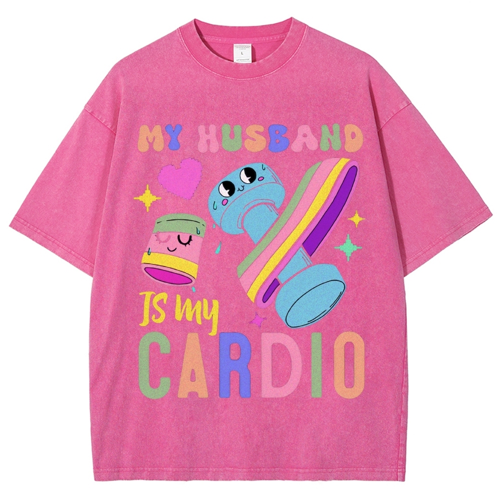 My Husband Is My Cardio Vintage Snowflake Washed T-Shirt-moweekender