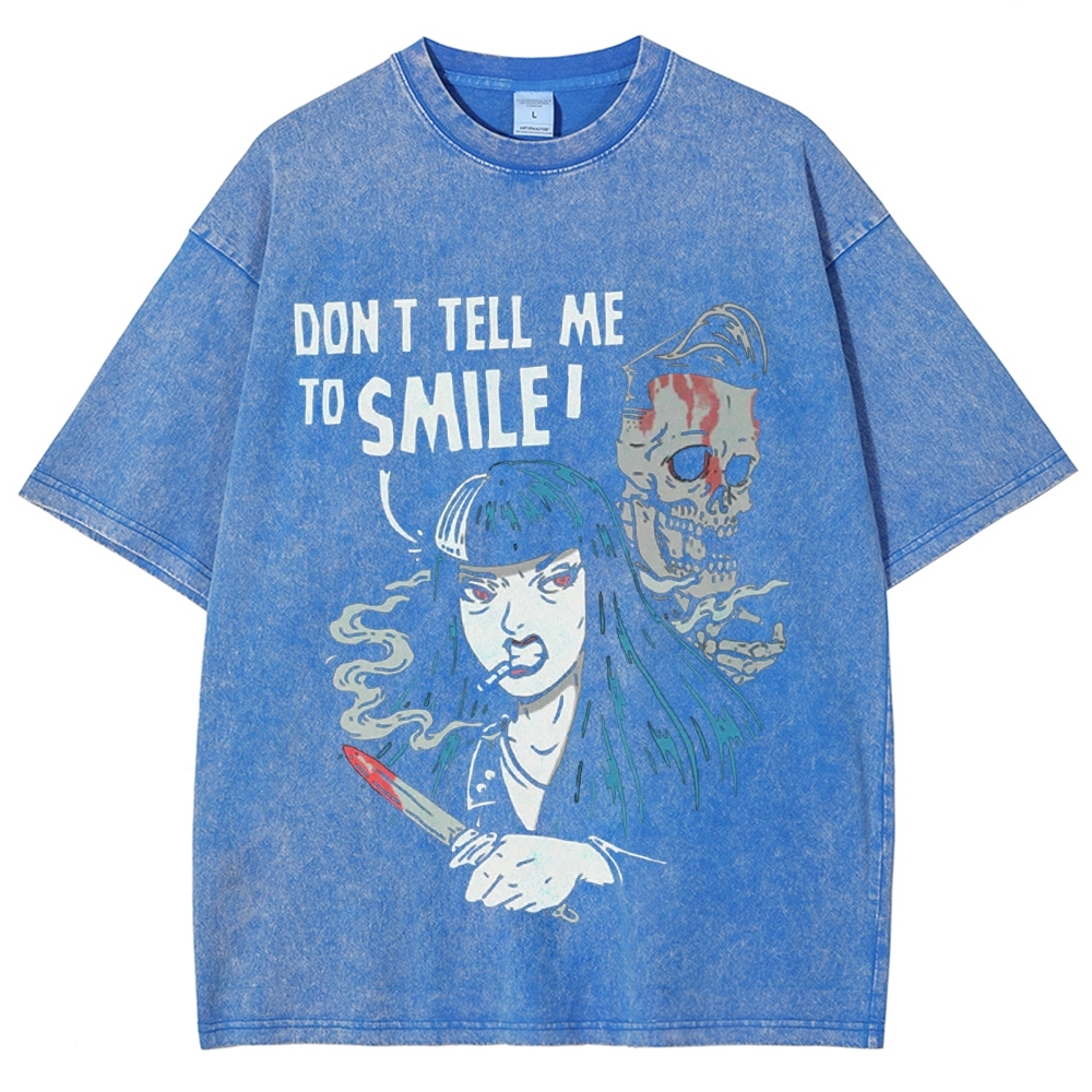 Don'T Tell Me To Smile Vintage Snowflake Washed T-Shirt-moweekender