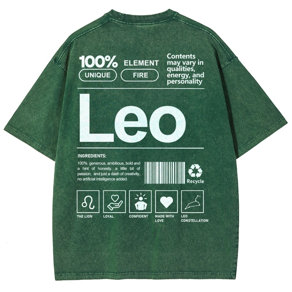 Leo Unisex Fit Washed T-Shirt