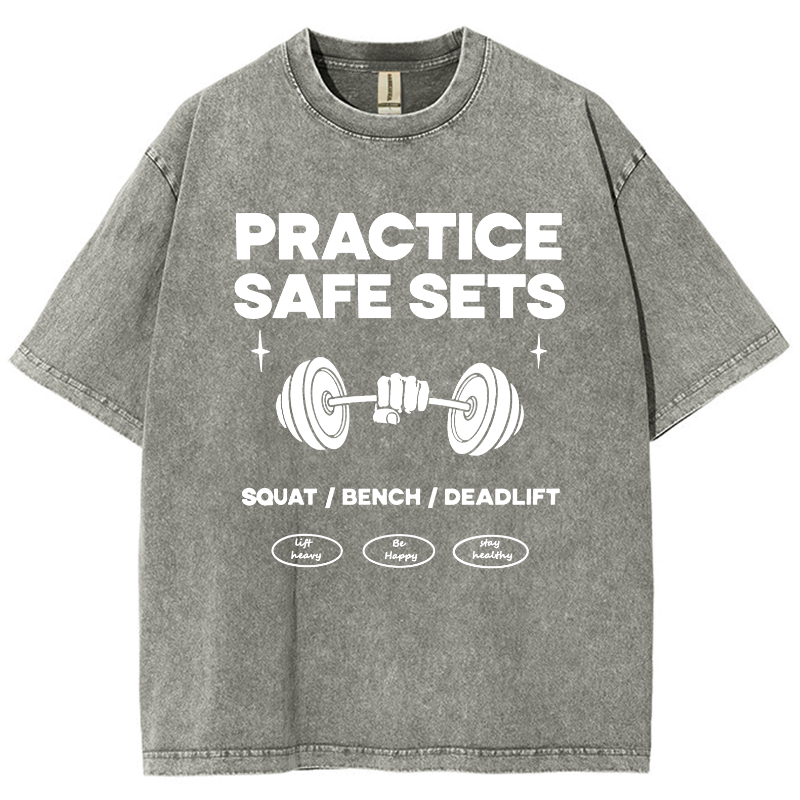 Practice Safe Sets Unisex Fit Washed T-Shirt-moweekender