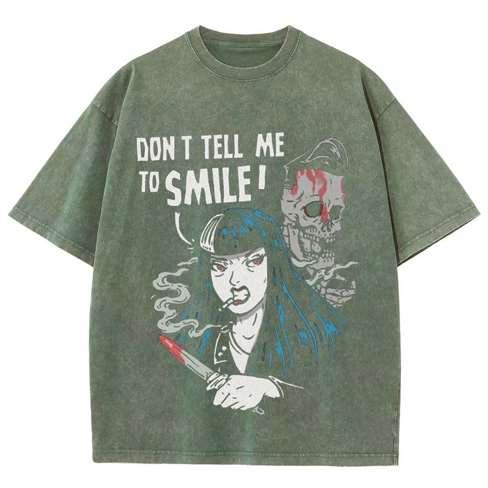 Don'T Tell Me To Smile Vintage Snowflake Washed T-Shirt-moweekender