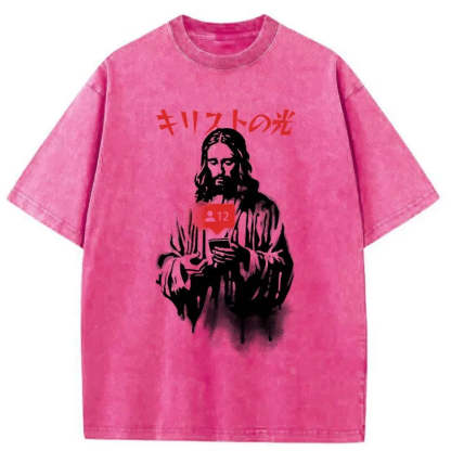 The Light Of Christ Washed Vintage T-Shirt-moweekender
