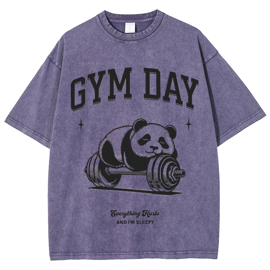 Gym Day Everything Hurts & I'm Sleepy Unisex Fit Washed Oversized T-Shirt-moweekender