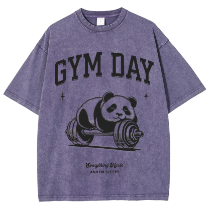 Gym Day Everything Hurts & I'm Sleepy Unisex Fit Washed Oversized T-Shirt-moweekender