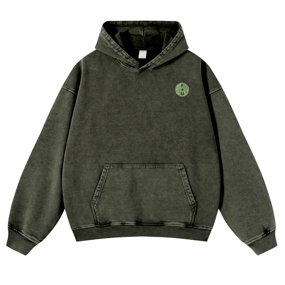 Japan Samurai Cat Vintage Washed Hoodie-moweekender