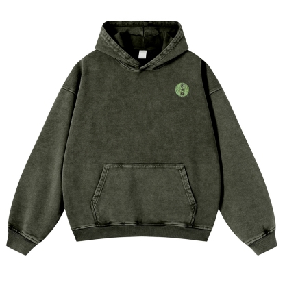 Japan Samurai Cat Vintage Washed Hoodie-moweekender