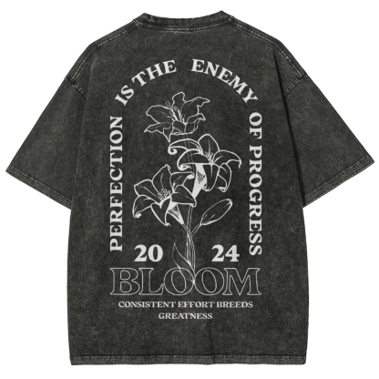 2024 Bloom Vintage Snowflake Washed T-Shirt-moweekender