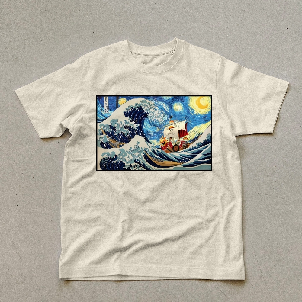 Straw Hat Pirate Ship Pattern Unisex Prints T-Shirt-moweekender