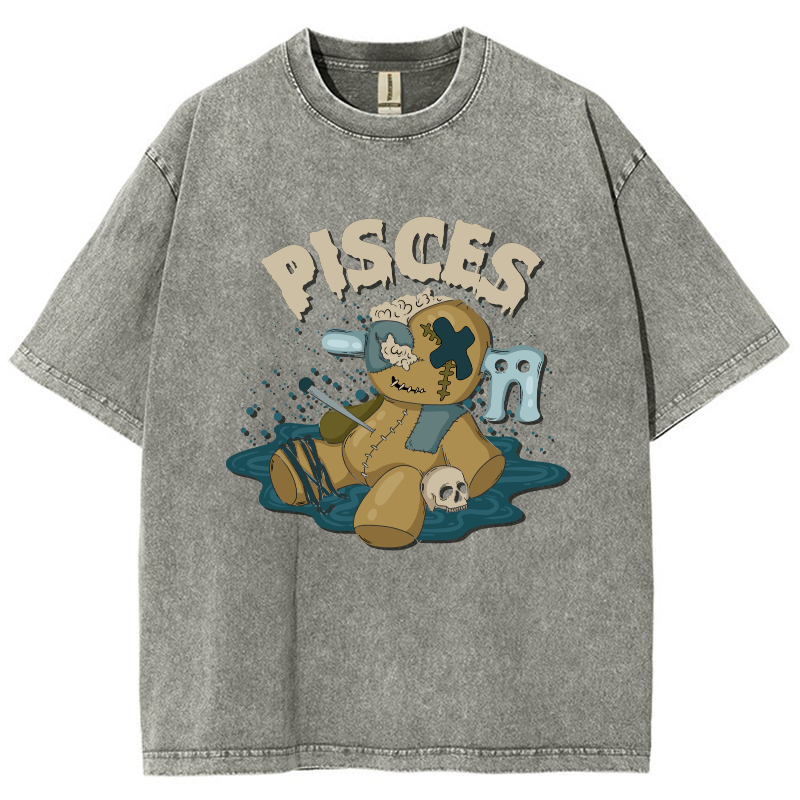 Pisces Vintage Snowflake Washed T-Shirt-moweekender