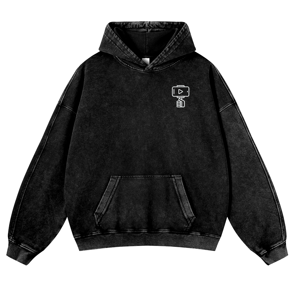 Vlogger Printed Vintage Washed Hoodie-moweekender