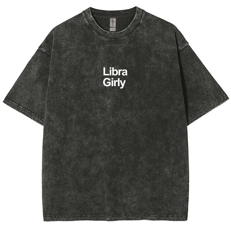 Libra Girly Unisex Fit Washed Oversized T-Shirt-moweekender