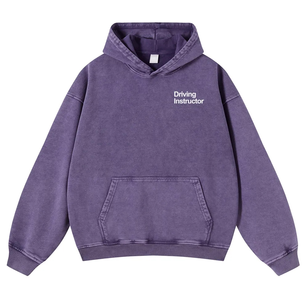 Driving Instructor Printed Vintage Washed Hoodie-moweekender