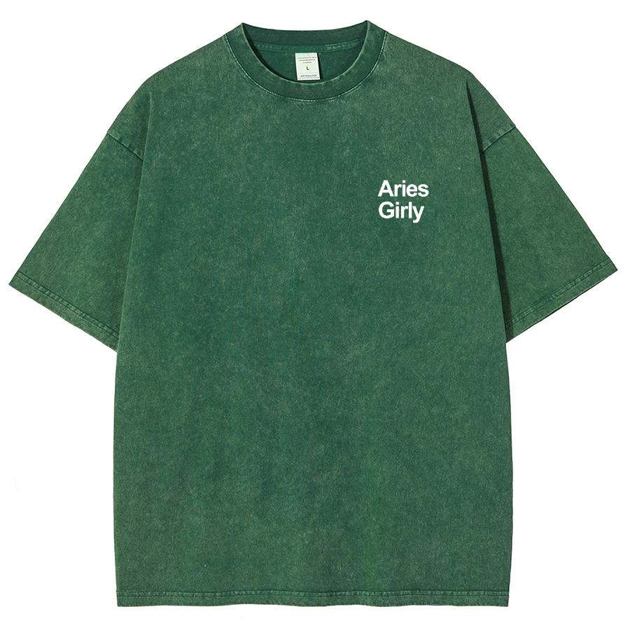 Aries Girly Unisex Fit Washed Oversized T-Shirt-moweekender