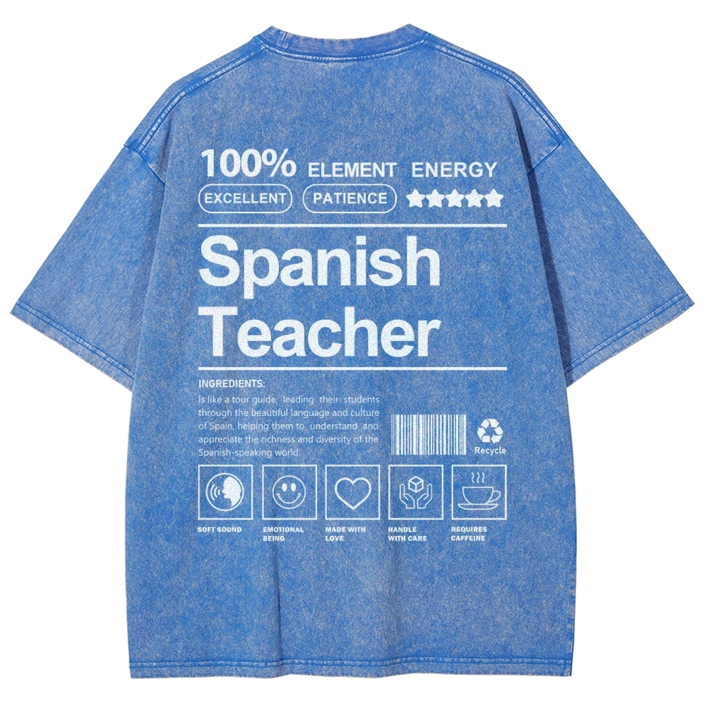 Spanish Teacher Unisex Fit Washed T-Shirt-moweekender
