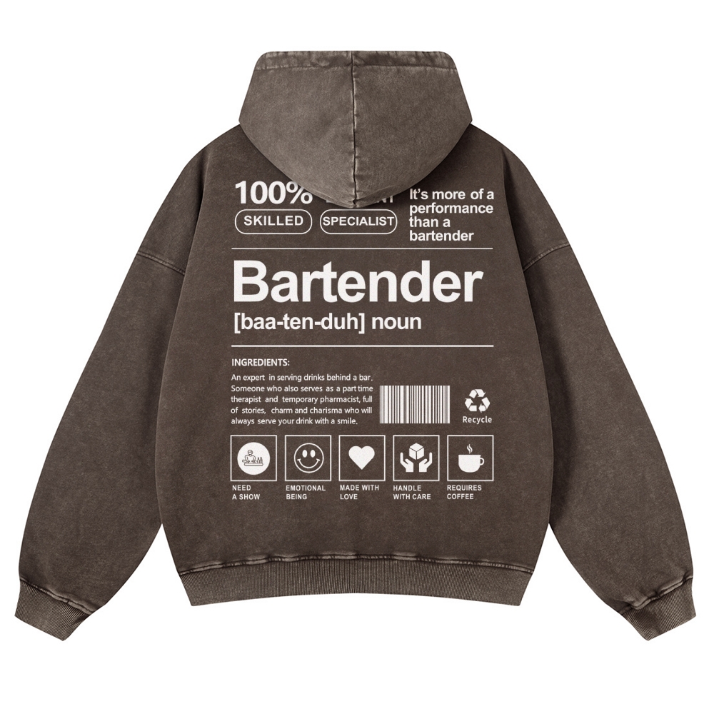 Bartender Printed Vintage Washed Hoodie-moweekender