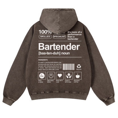 Bartender Printed Vintage Washed Hoodie-moweekender