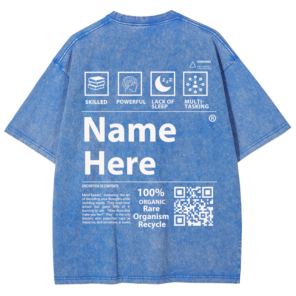 QR Code Customized Unisex Fit Washed T-Shirt