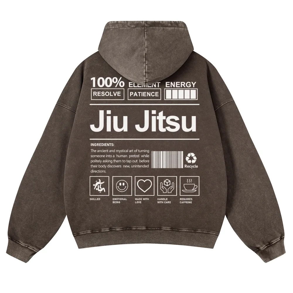 Jiu Jitsu Printed Vintage Washed Hoodie-moweekender