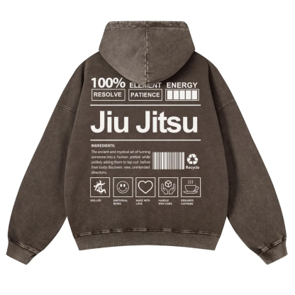 Jiu Jitsu Printed Vintage Washed Hoodie-moweekender