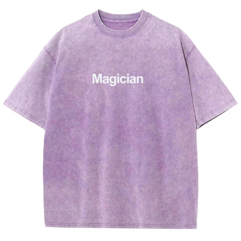 Magician Pattern Washed Vintage Short Sleeves T-Shirt-moweekender