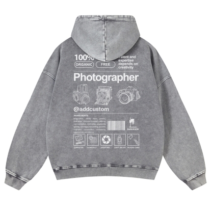 Photographer Addcustom Casual Washed Hoodie