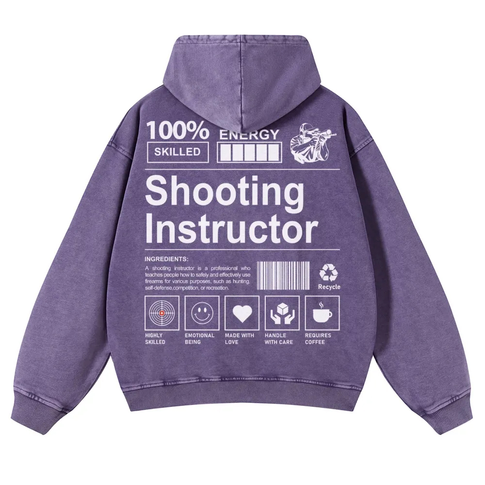Shooting Instructor Printed Vintage Washed Hoodie-moweekender