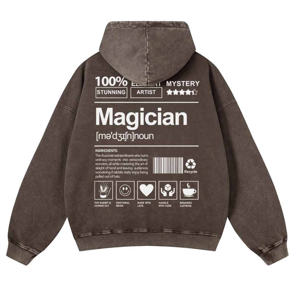 Magician Printed Vintage Washed Hoodie-moweekender