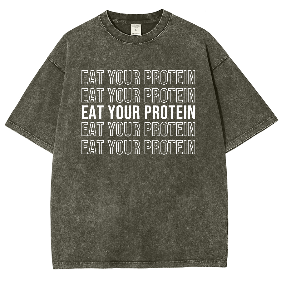 Eat Your Protein Unisex Fit Washed Oversized T-Shirt-moweekender