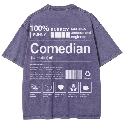 Comedian Pattern Washed Vintage Short Sleeves T-Shirt-moweekender