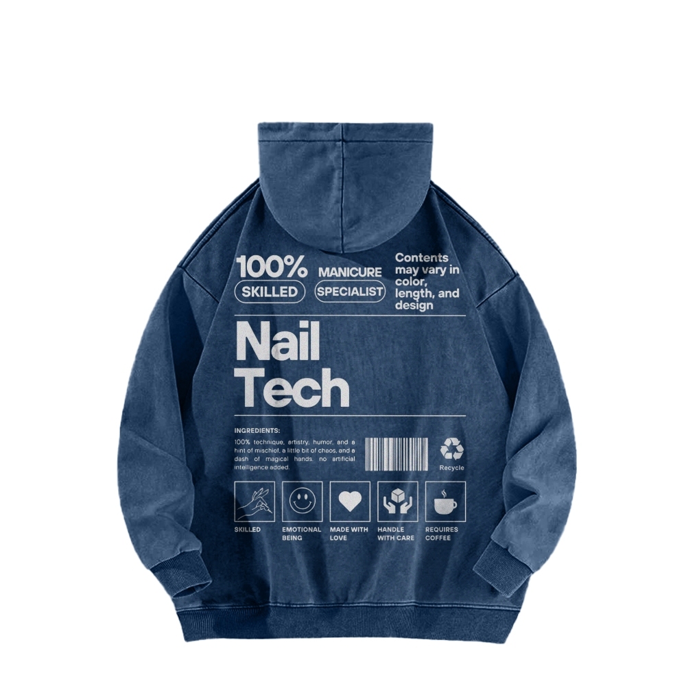 Nail Tech Casual Washed Hoodie-moweekender