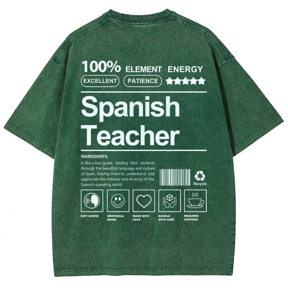 Spanish Teacher Unisex Fit Washed T-Shirt-moweekender