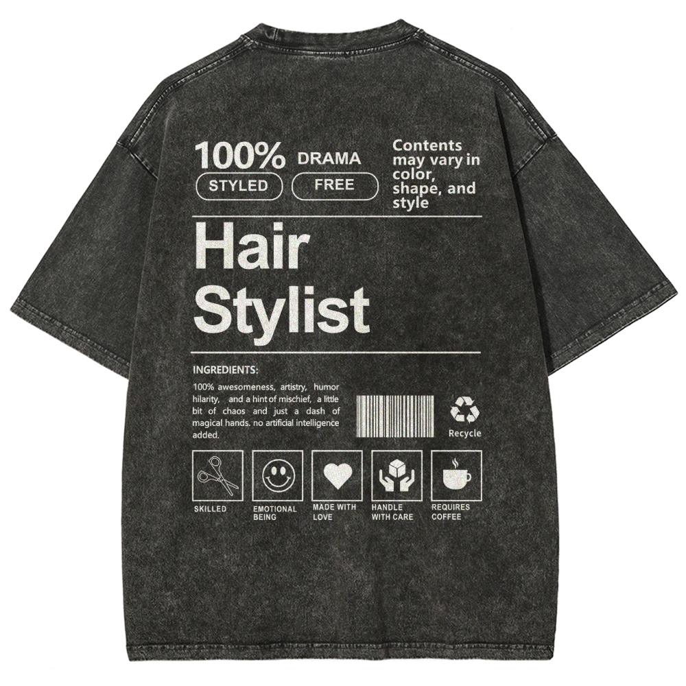 Hair Stylist Washed Vintage Short Sleeves T-Shirt-moweekender