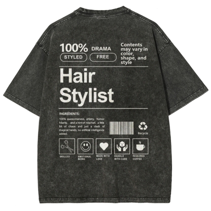 Hair Stylist Washed Vintage Short Sleeves T-Shirt-moweekender