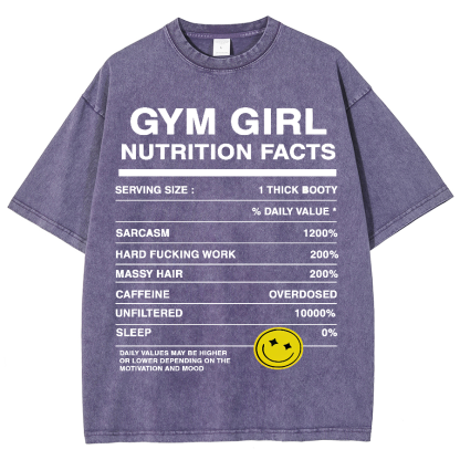 Gym Girly Nutrition Facts Unisex Fit Washed Oversized T-Shirt-moweekender