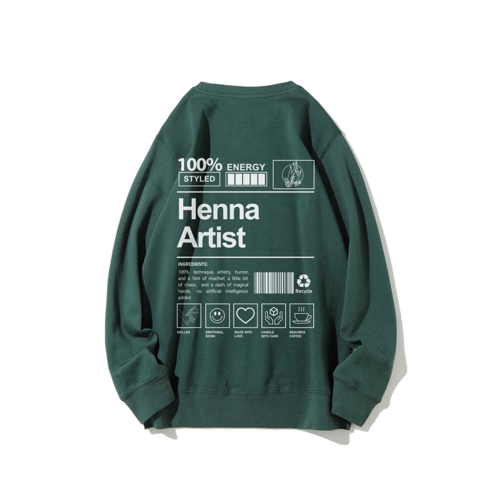 Henna Artist Casual Crewneck Sweatshirt-moweekender